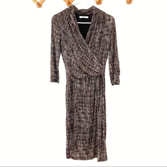 MaxMara Reptile Surplice Midi Dress Brown Black Medium - Picture 1 of 7